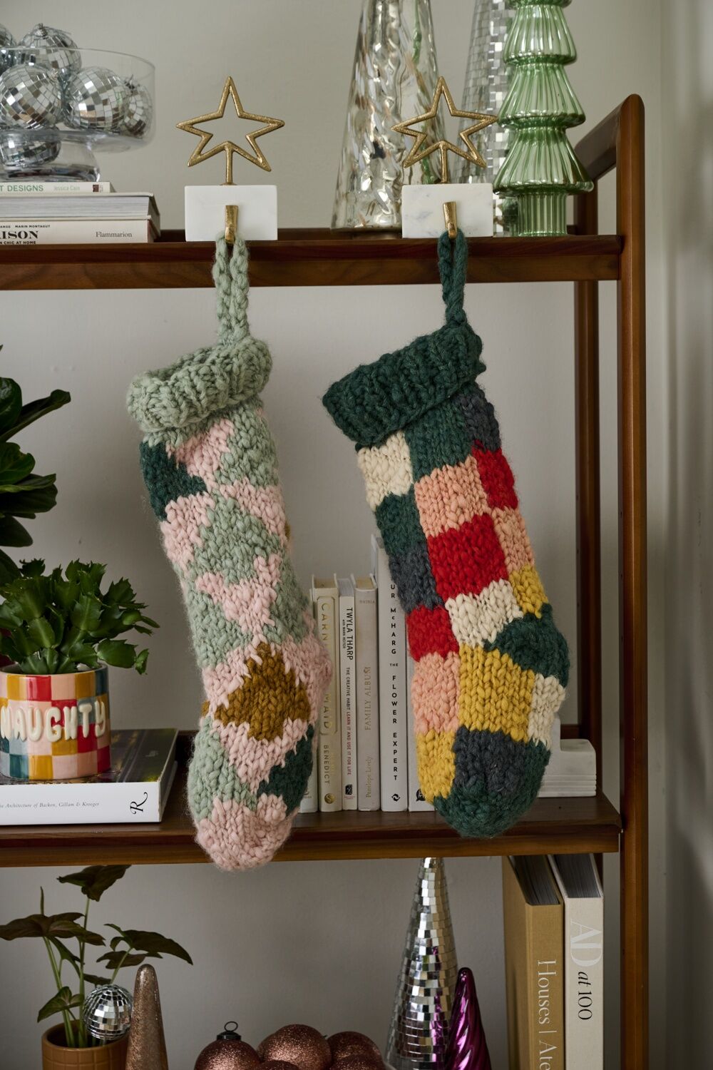 Chunky Knitted Cottage Christmas Stockings