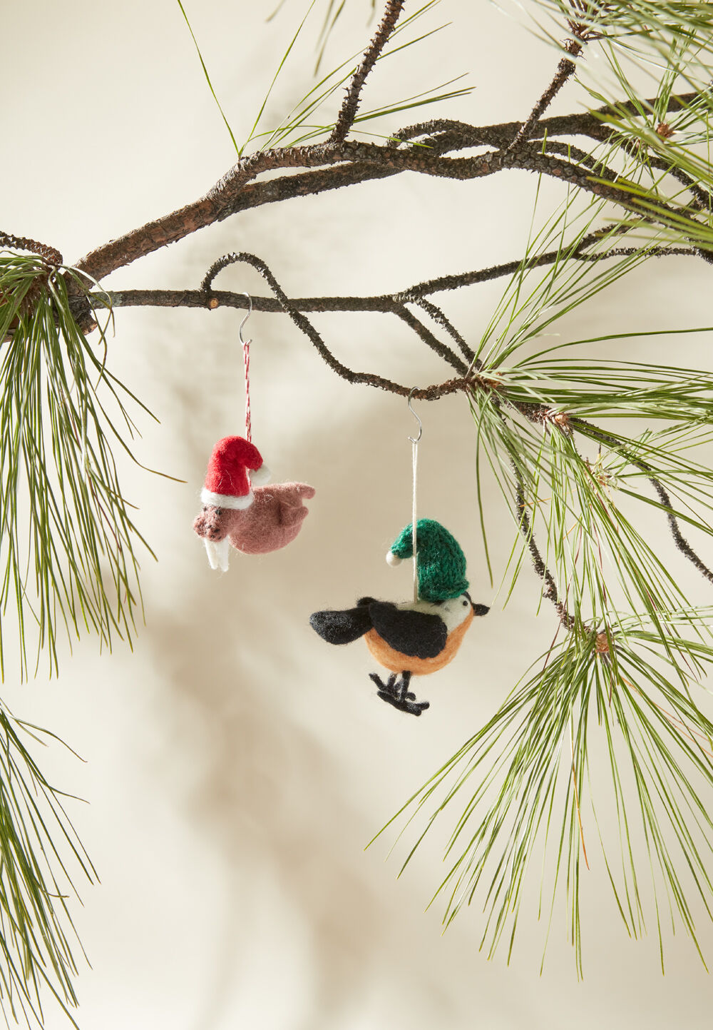 Felt Bird & Walrus with Knit Christmas Hat