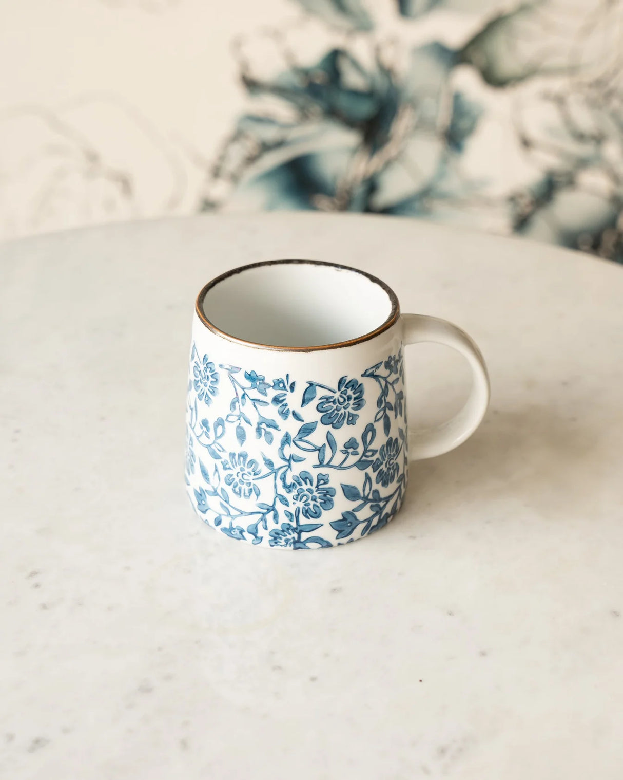 Blue Chinoiserie Hand-Stamped Stoneware Mug