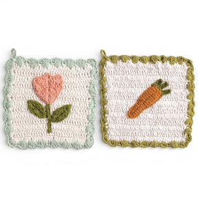 8 inch crochet cotton pot holder with tulip or carrot design