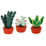 Handmade crochet succulent plant figurine in a yarn pot