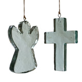 cross and angel glass suncatcher by kalalou