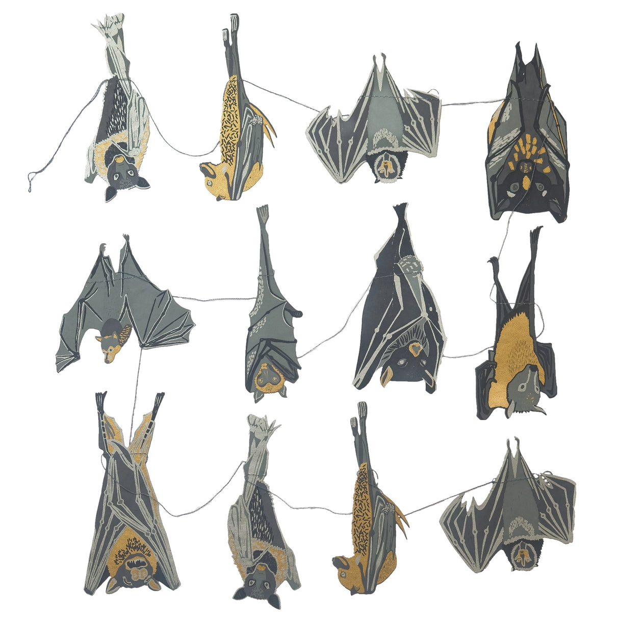 Bats Sewn Paper Garland | East End Press