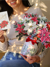 Festive Poinsettia Bouquet Pop-Up Card | FreshCut Paper