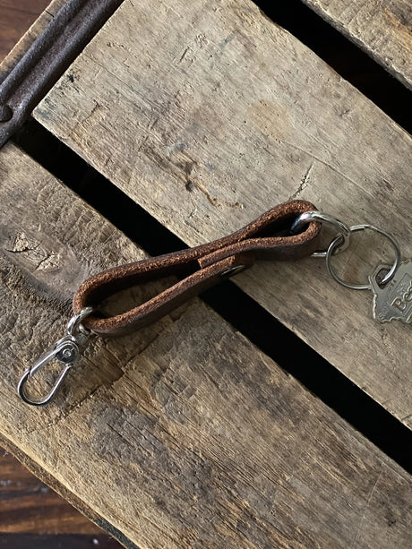 Small Leather Keychain with Carabiner