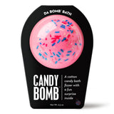 Da Bomb Candy Bomb pink bath fizzer with colorful sprinkles, cotton candy fragrance and a surprise inside