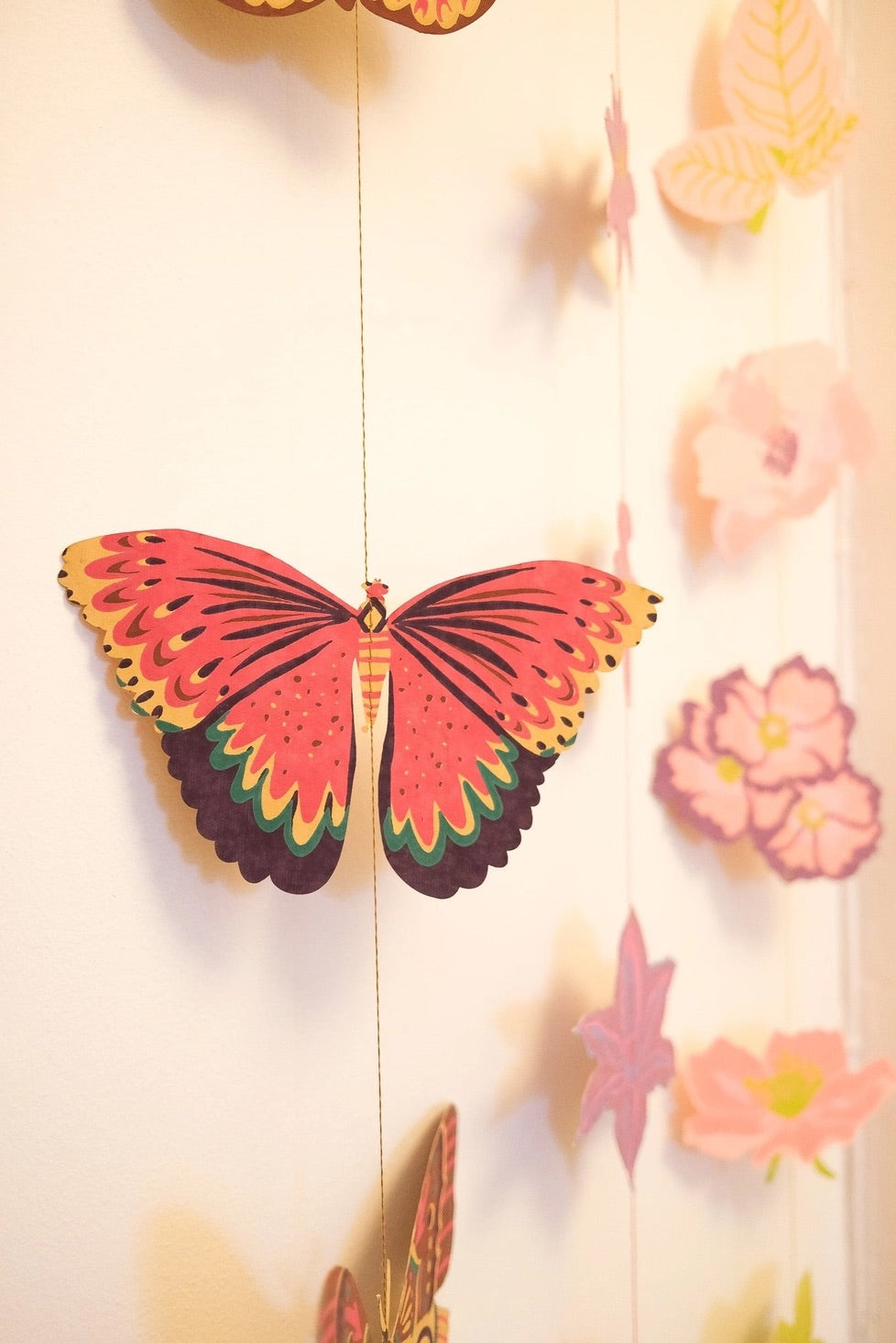 Hand-Sewn Butterfly Paper Vertical Garland | East End Press