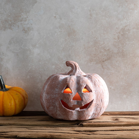 Orange Terracotta Jack-O-Lantern Pumpkins | 2 Sizes