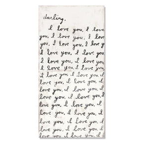 darling i love you wood art tile 9x18 sugarboo wall decor handwritten script sign