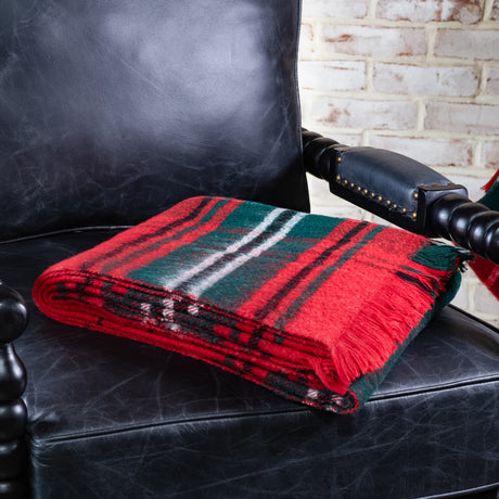 Red Tartan Plaid Fringe Throw Blanket
