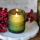 Green LED Beaded Glass Flameless Candle