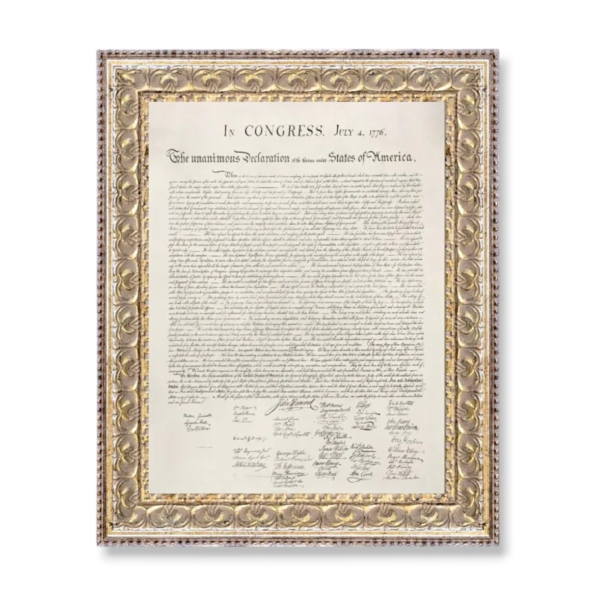 declaration of independence framed wall art patriotic decor vintage document print gold frame