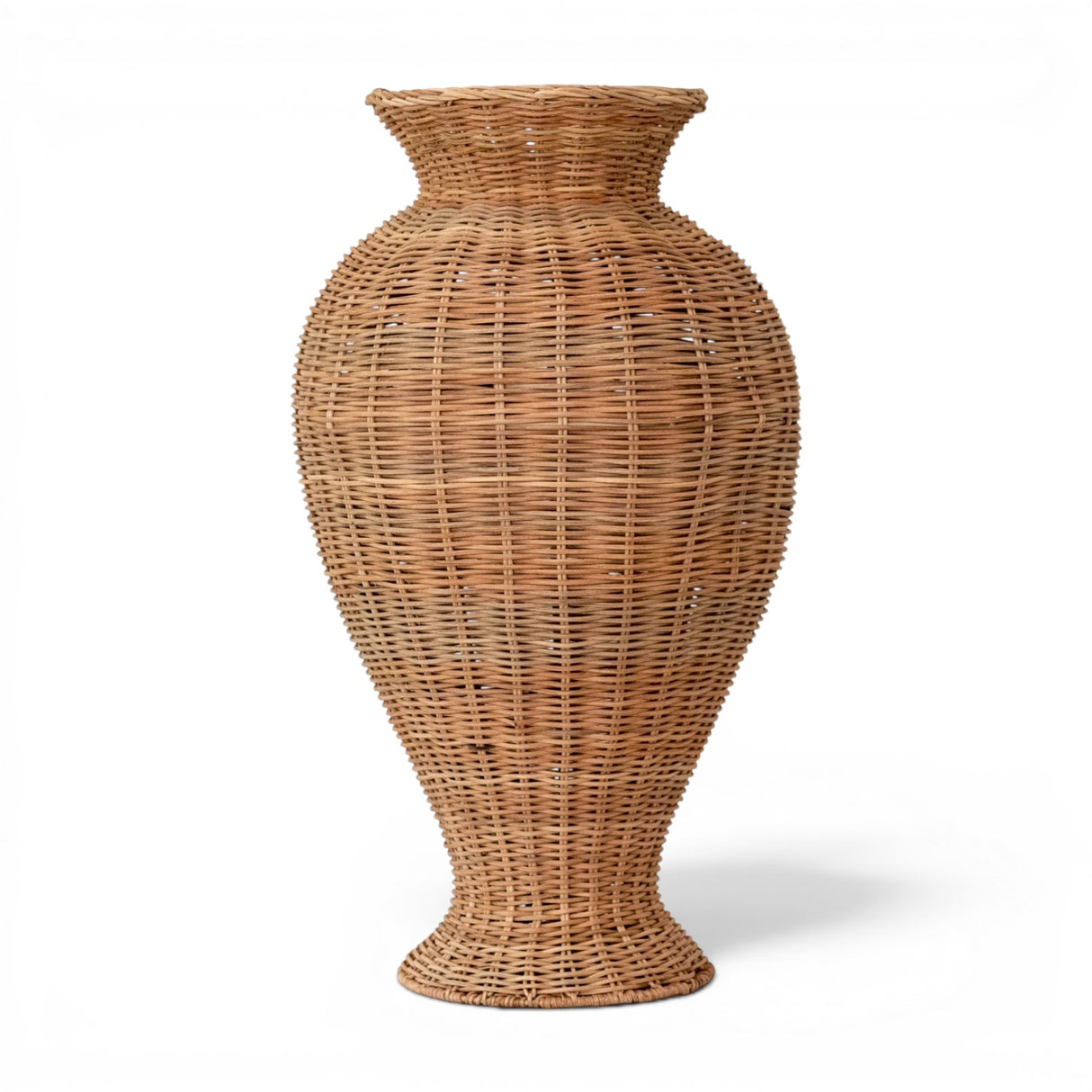 decorative hand-woven natural rattan vase for dried stems and home decor