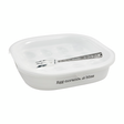Deviled egg tray with "Egg-norance is bliss" quote, plastic lid, and silverplate fork, 7.25" x 12"