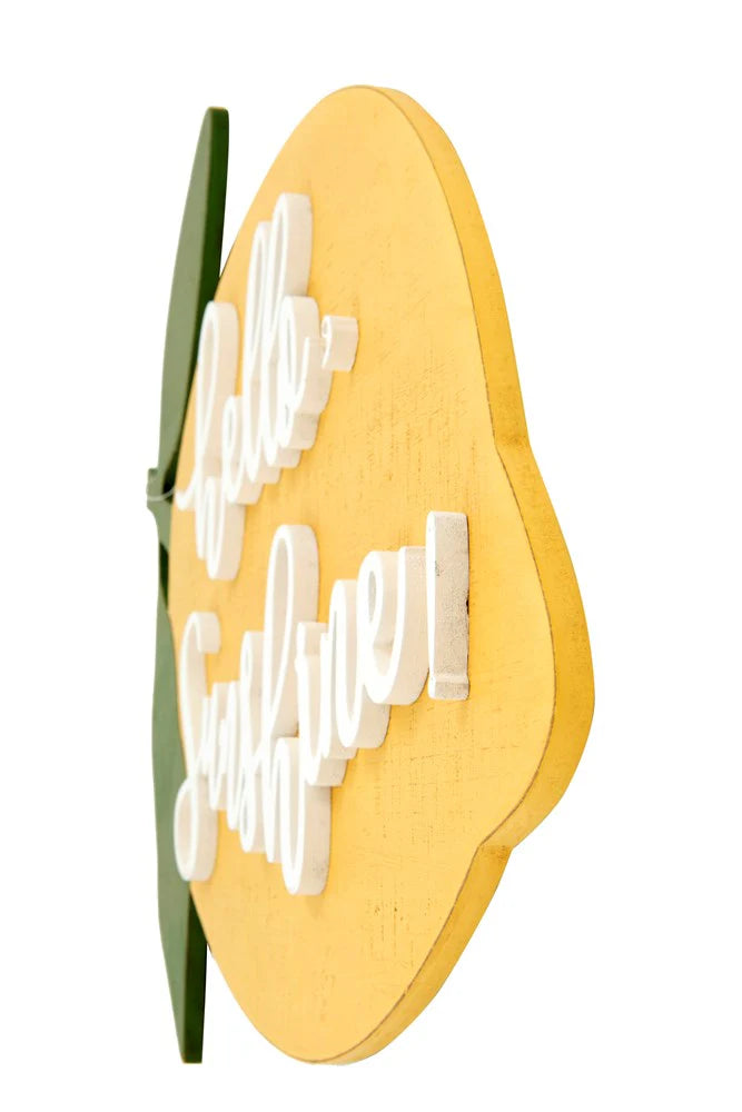 Hello Sunshine Lemon Shaped Wood Sign