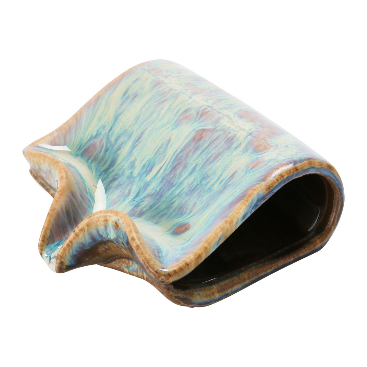 Reactive Glaze Ceramic Soap & Sponge Holder with Drip Spout