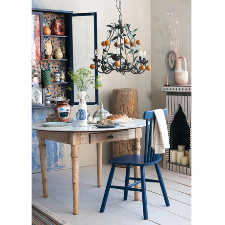 Vintage Toleware Tangerine Metal Chandelier