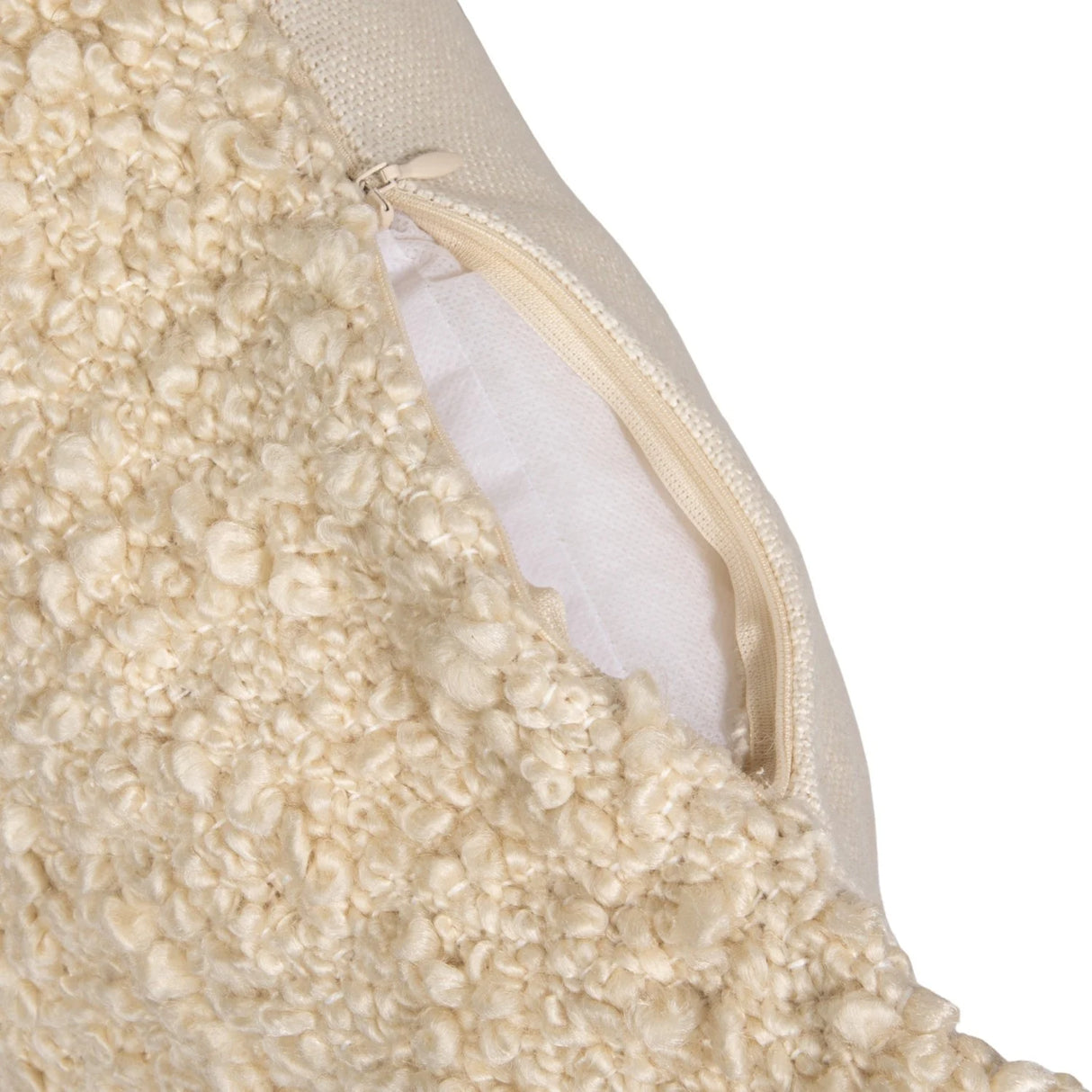 Square Cream Bouclé Pillow with Fringe | Indoor & Outdoor