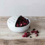 White Ceramic Berry Bowl Strainer