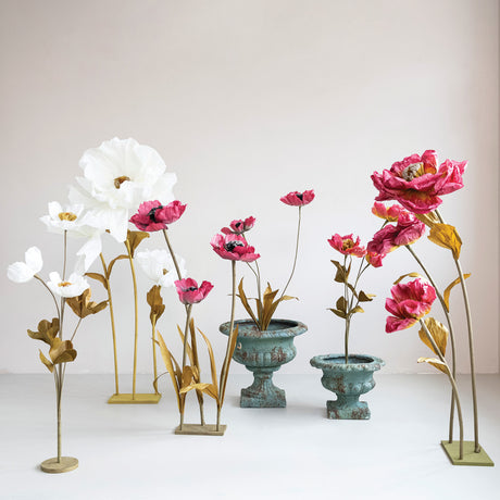 Oversized Burgundy Paper Flowers with Stand