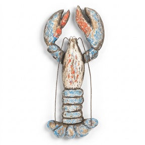 wood lobster wall decor distressed coastal nautical wall art beach house lake house decorative hanging accent