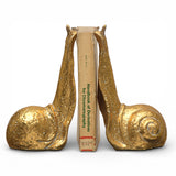 cast iron snail bookends distressed gold finish decorative shelf accents