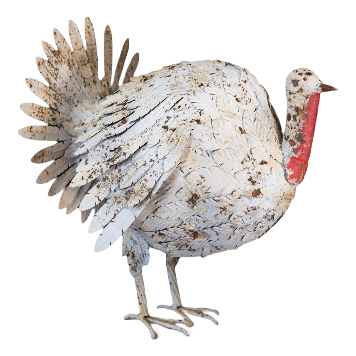 white antique metal turkey by Kalalou 
