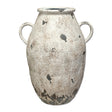 Distressed white metal urn 21 inch vintage inspired decorative vase with handles