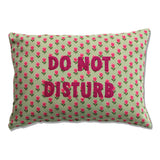 20x14 floral lumbar pillow with pink flowers and Do Not Disturb embroidered text