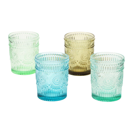 dotted glass pressed drinking glasses by creative co-op