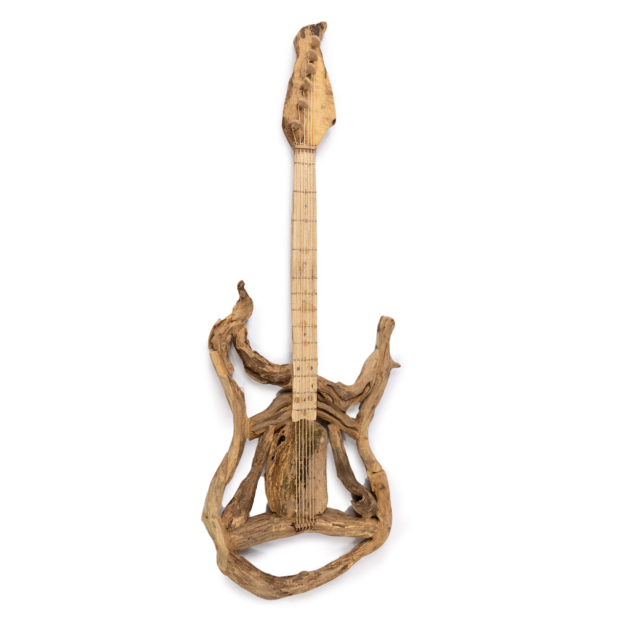 handcrafted driftwood guitar sculpture reclaimed wood coastal home decor