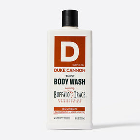 Duke Cannon Bourbon Body Wash Buffalo Trace 18 oz bottle with oak barrel scent