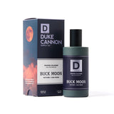 Bottle of Duke Cannon Buck Moon Proper Cologne with vetiver and oak moss