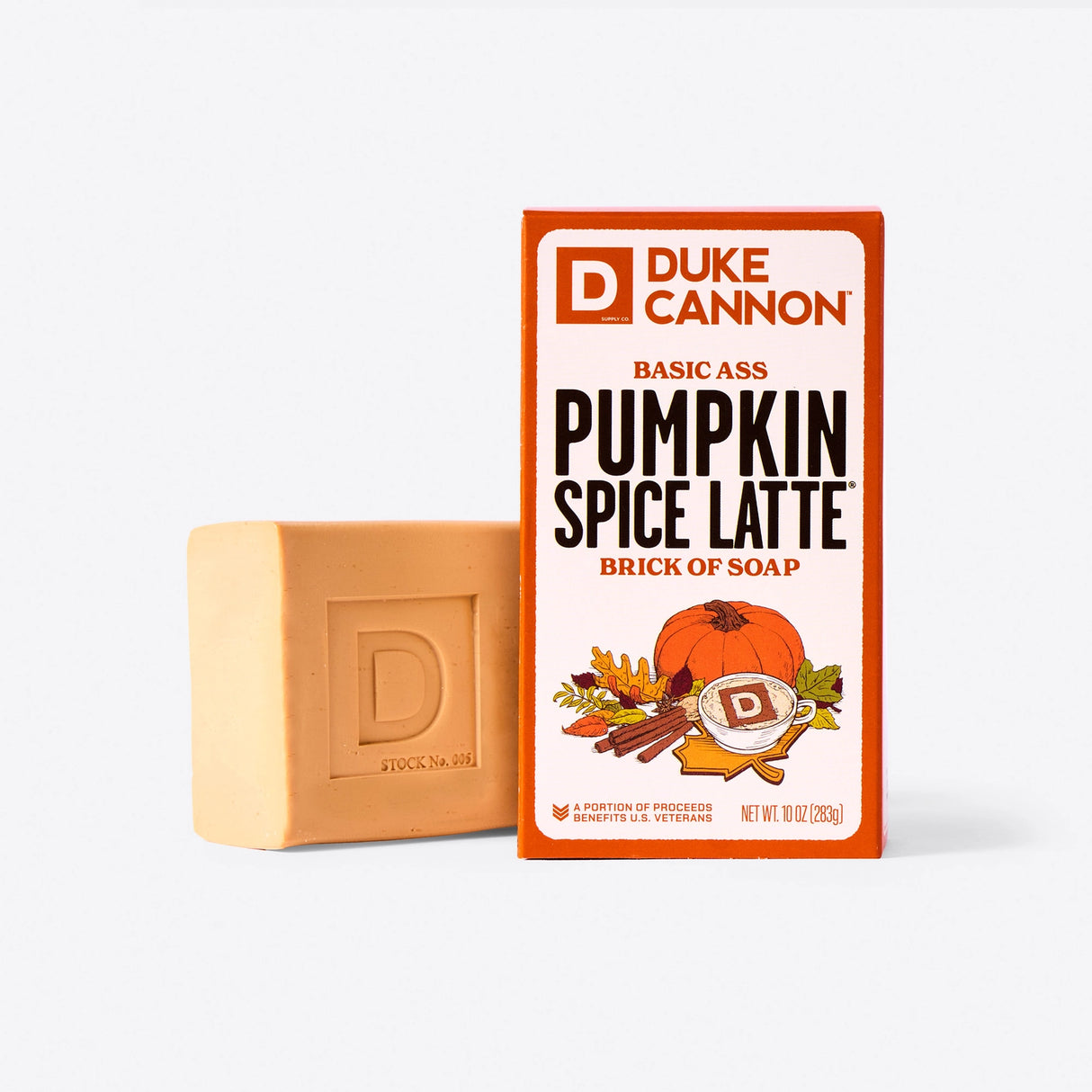 Duke Cannon Pumpkin Spice Latte 10 oz soap bar with pumpkin pulp exfoliation