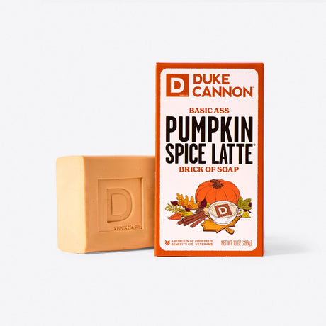 Duke Cannon Pumpkin Spice Latte 10 oz soap bar with pumpkin pulp exfoliation