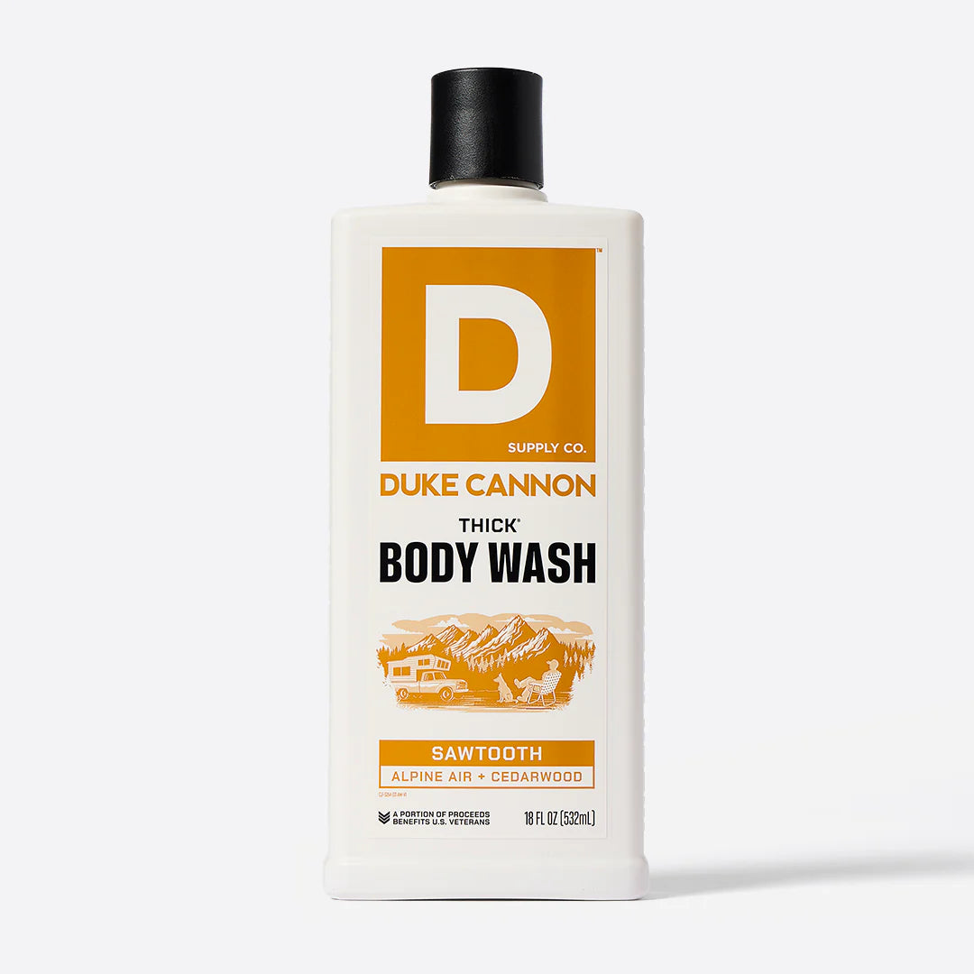 Duke Cannon Sawtooth THICK Body Wash alpine air and cedarwood scent