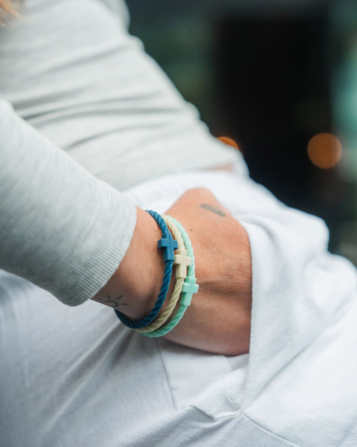 Salt & Surf Infinity Cross Silicone Bracelet Set