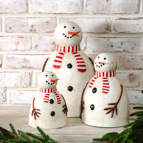 Striped Scarf Metal Snowman Figurines | 3 Sizes