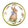 12 inch hand-painted Easter bunny glass serving platter with floral spring design