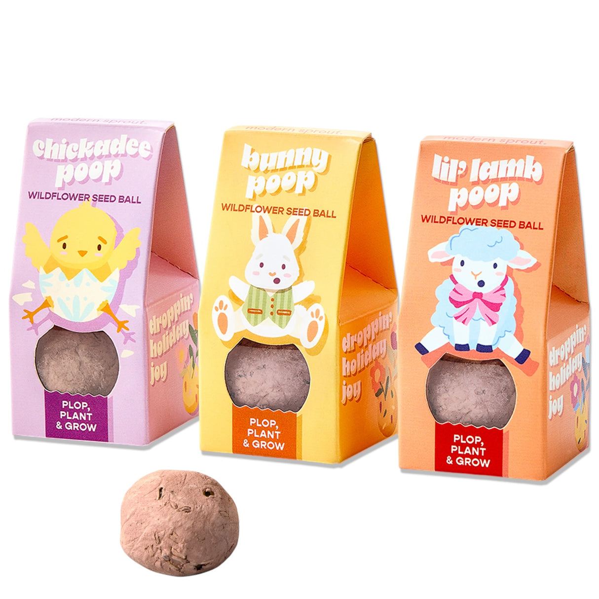 Wildflower seed ball Easter basket stuffer with playful packaging for kids garden planting gift
