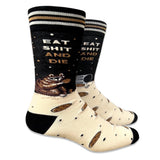 funny raccoon crew socks eat shit and die novelty mens socks trash panda design