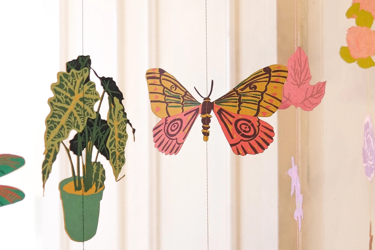 Hand-Sewn Butterfly Paper Vertical Garland | East End Press