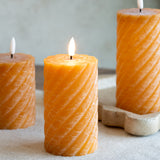 LED Orange Twist Flameless Pillar Candle