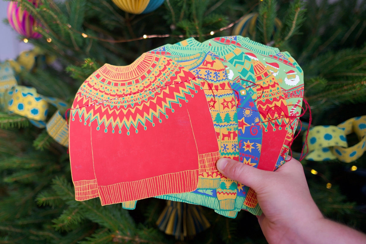 Christmas Sweaters Sewn Paper Garland | East End Press