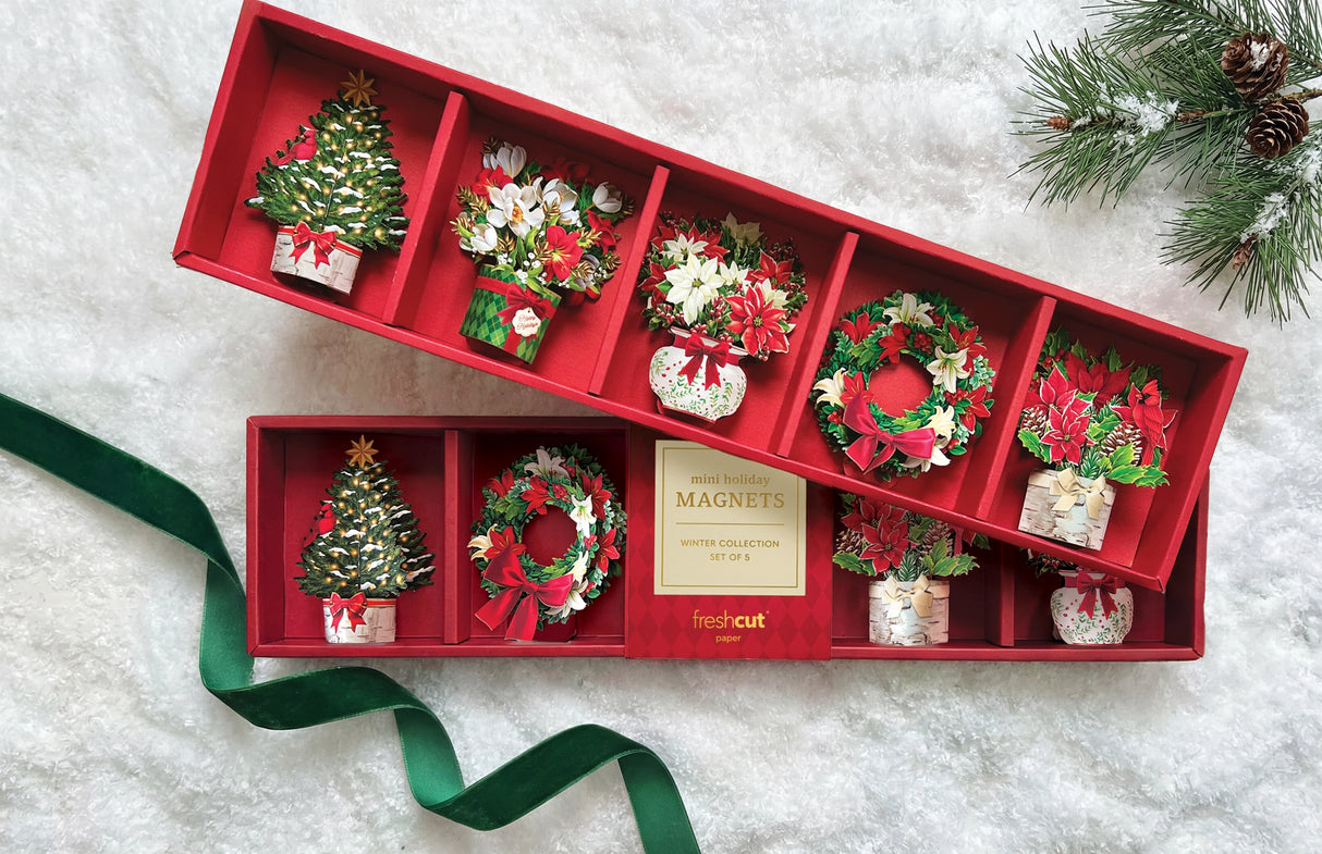 Winter Floral Magnets (Set of Five)
