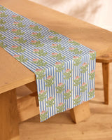 Blue Stripe Floral Geometry Table Runner