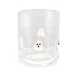 Clear 16 oz. Halloween drinking glass with embedded white ghosts and black faces