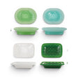 embossed milk glass footed soap dish in blue green mint and white