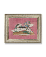 embroidered dog wall art pink background framed puppy print by petal lane home