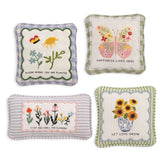 embroidered floral sentiment mini pillow with beaded trim decorative accent pillow spring and garden home decor